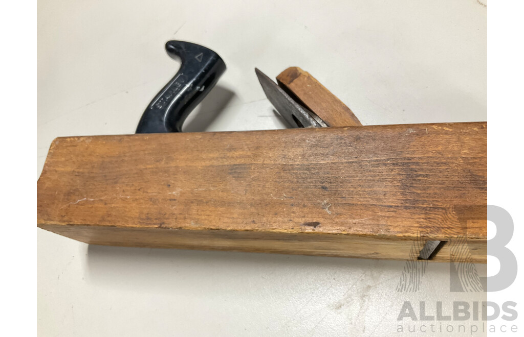 Three Vintage Smoothing Planes, Cast Iron and Timber, Including Stanley, Falcon and Carter