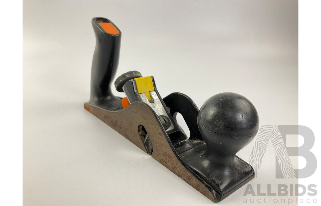 Three Vintage Stanley Bench Planes Including Number Four, Four and Half, Ten and Half, Twelve-one Hundred Universal