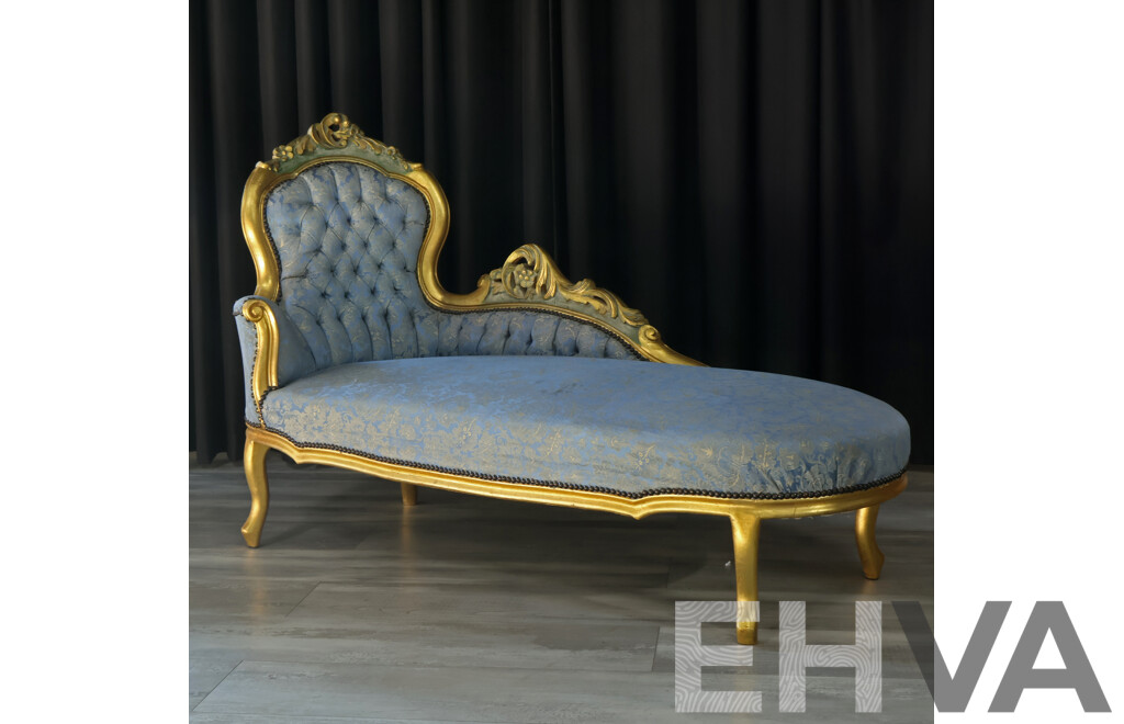 Gilt Open Ended Upholstered Chaise