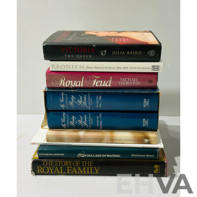 Collection Nine Books Regarding Australian Poetry, the English Royal Family and the Kennedys, All Hardcovers