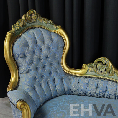 Gilt Open Ended Upholstered Chaise