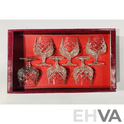 Collection Three Sets Vintage Bohemia Glasses and Pair Light Shades