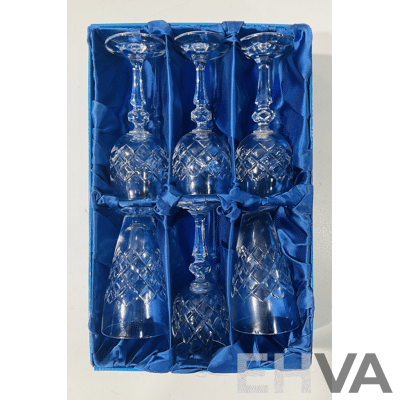 Collection Three Sets Vintage Bohemia Glasses and Pair Light Shades