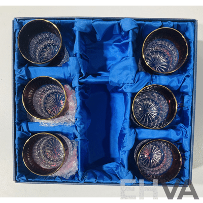 Collection Three Sets Vintage Bohemia Glasses and Pair Light Shades