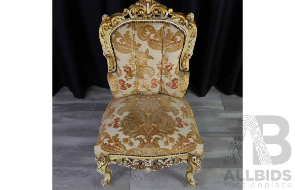 Pair of Gold Brocade Covered Chairs