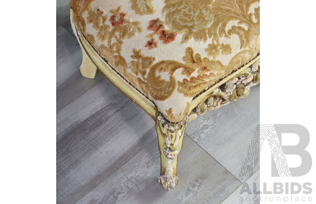 Pair of Gold Brocade Covered Chairs