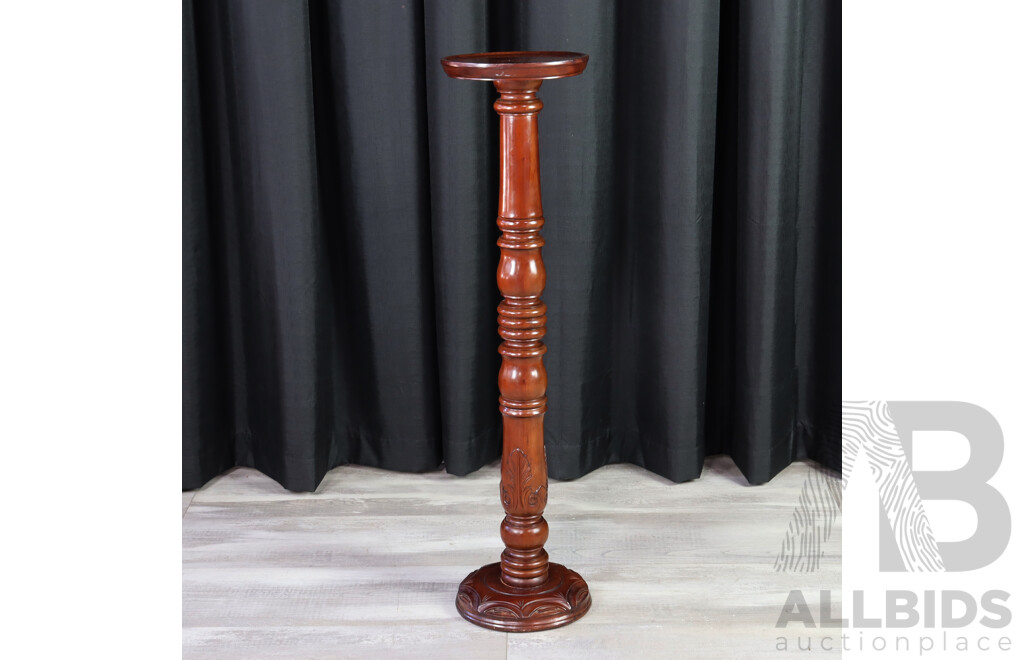 Mahogany Pot Stand with Carved Single Pedestal