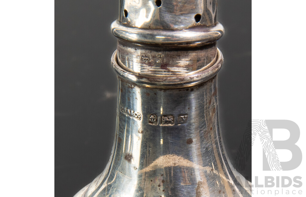 Antique Sterling Silver Pepper Shaker, Birmingham 1923