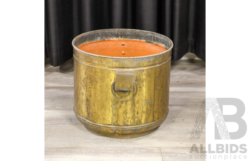 Large Brass Cauldron with Ring Handles