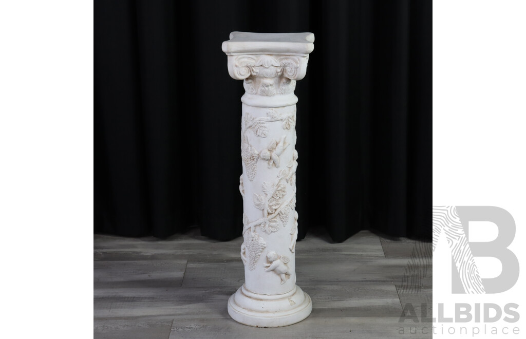 Pottery Lamp Stand with Cherub Decoration