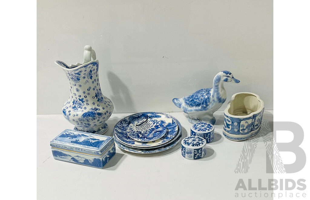 Collection of Vintage Asian and Other Blue and White Porcelain