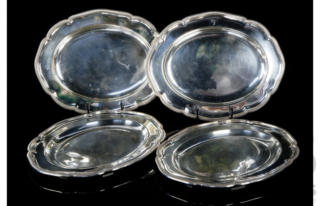 Set Four Vintage Silver Plate Serving Platters by Elkington