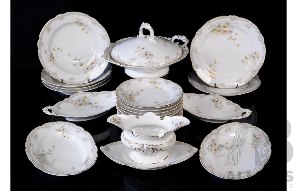 Antique German 22 Piece Porcelain Set Including Lidded Tureen