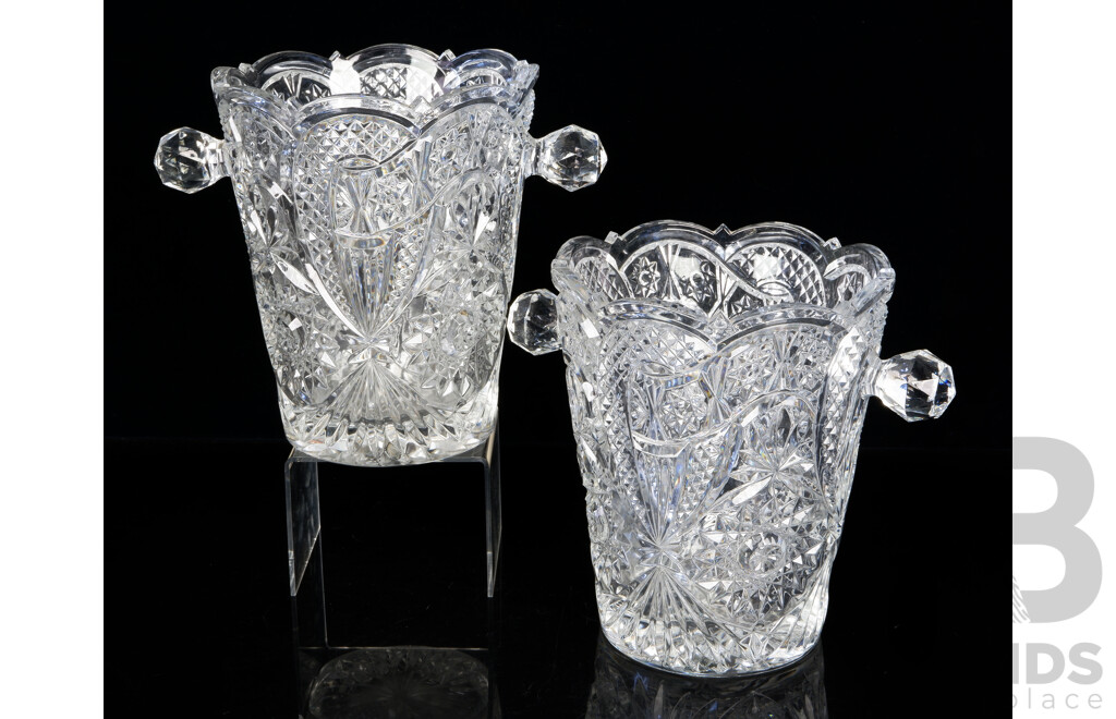 Pair Vintage Crystal Champagne Ice Buckets