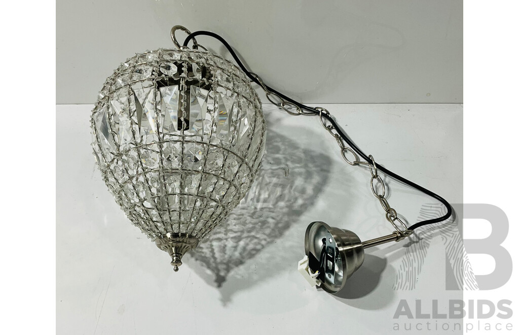 Three Retro Hanging Ceiling Light with Crystal Detail by Mercator, Model Plume