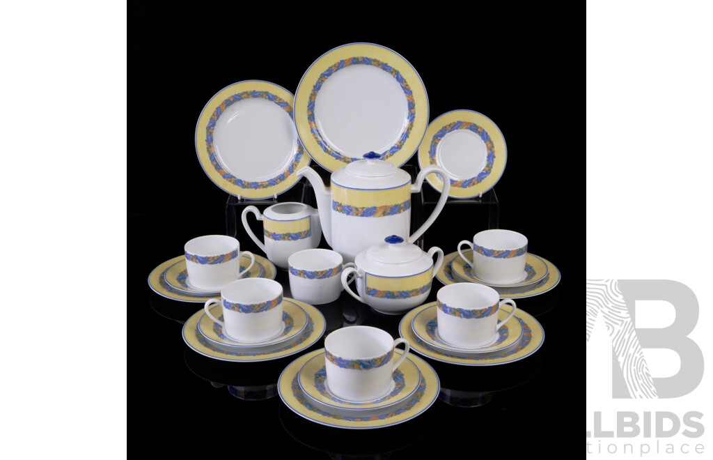 Retro French Limoges Remy Delinieres Porcelain 22 Piece Coffee Service in Vence Pattern