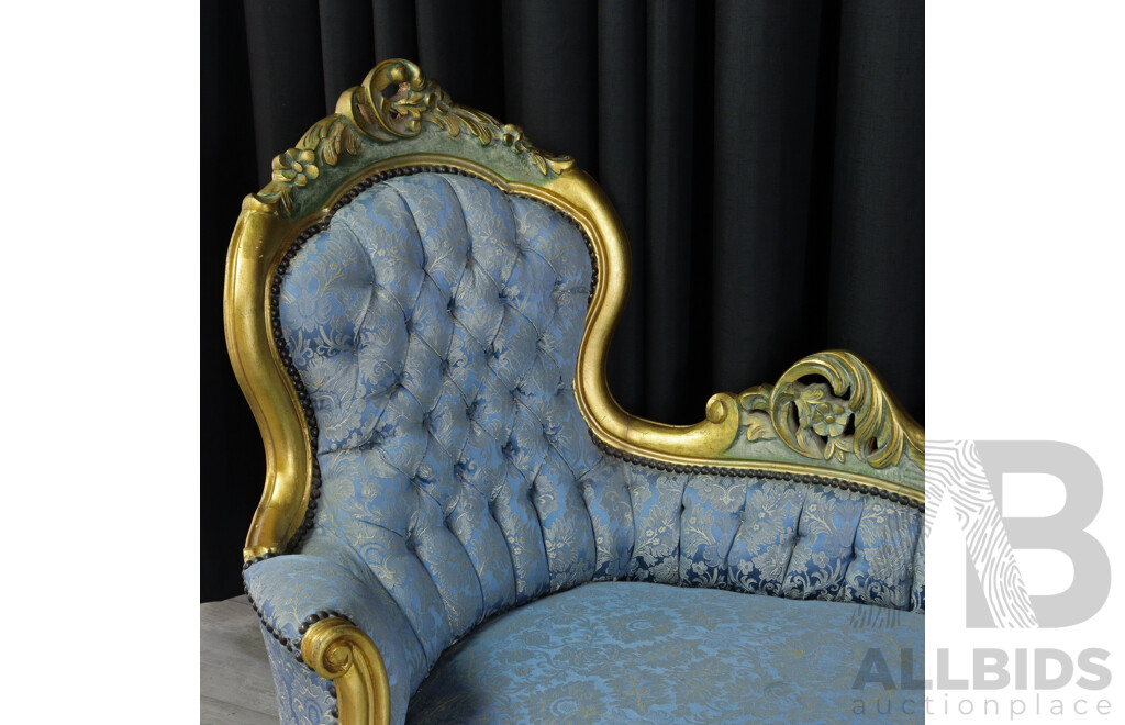 Gilt Open Ended Upholstered Chaise