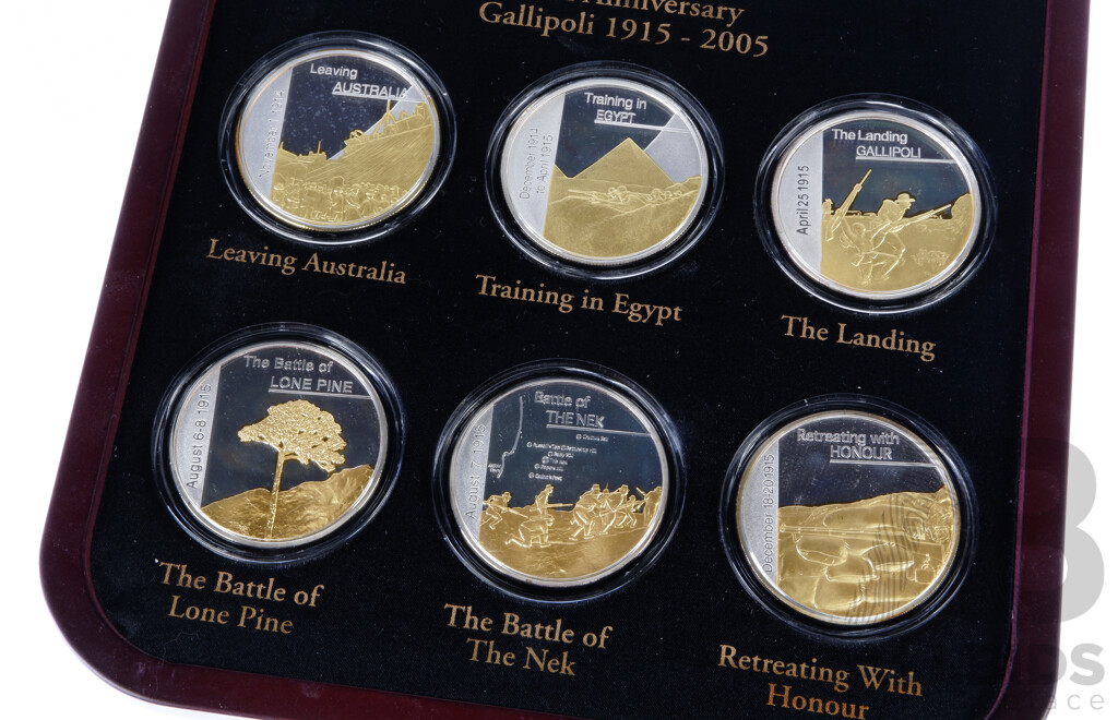 Limited Edition 4673 of 15000, The Australian Spirit, The Sands of Gallipoli, 90th Anniversary Medallion Set 2005 Edition in Presentation Box with Certificate of Authenticity