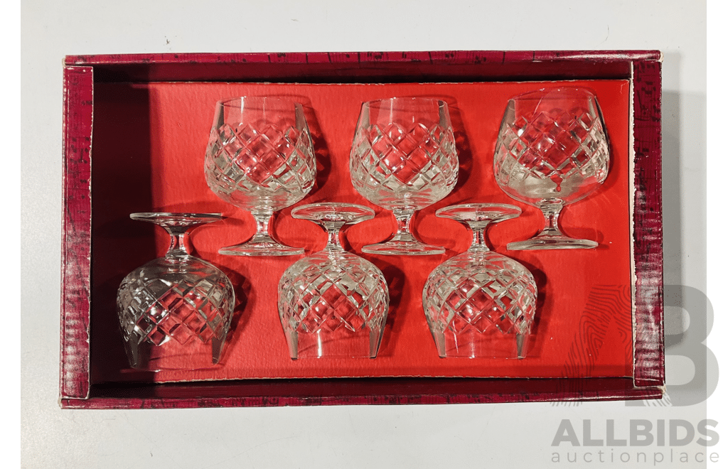 Collection Three Sets Vintage Bohemia Glasses and Pair Light Shades