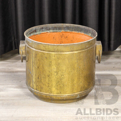Large Brass Cauldron with Ring Handles