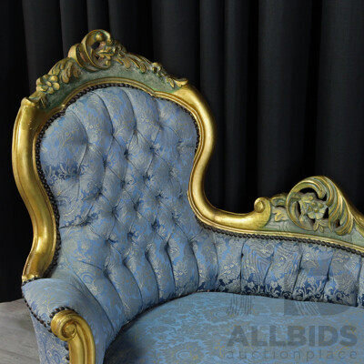 Gilt Open Ended Upholstered Chaise