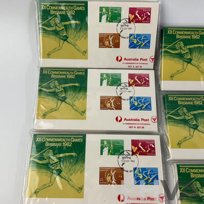 Australian 1982 Commonwealth Games Commemorative Postmark Sets - A(3), B(2), C, D, E, F(2)