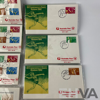 Australian 1982 Commonwealth Games Commemorative Postmark Sets - A(3), B(2), C, D, E, F(2)