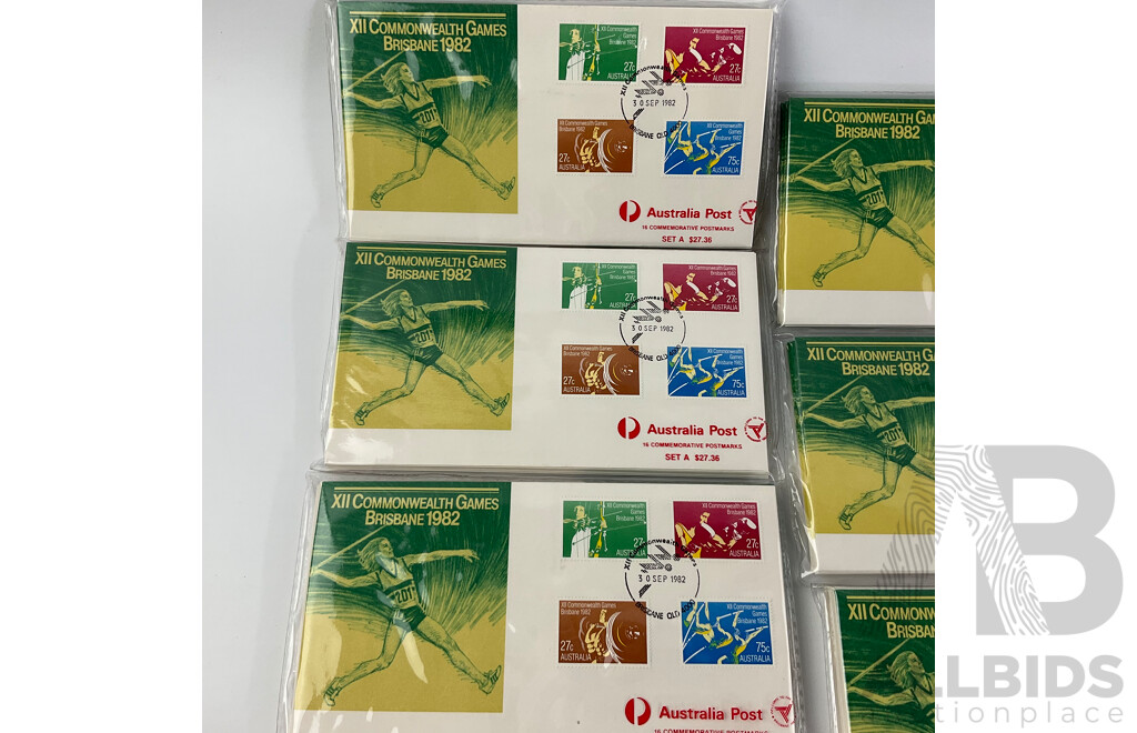 Australian 1982 Commonwealth Games Commemorative Postmark Sets - A(3), B(2), C, D, E, F(2)