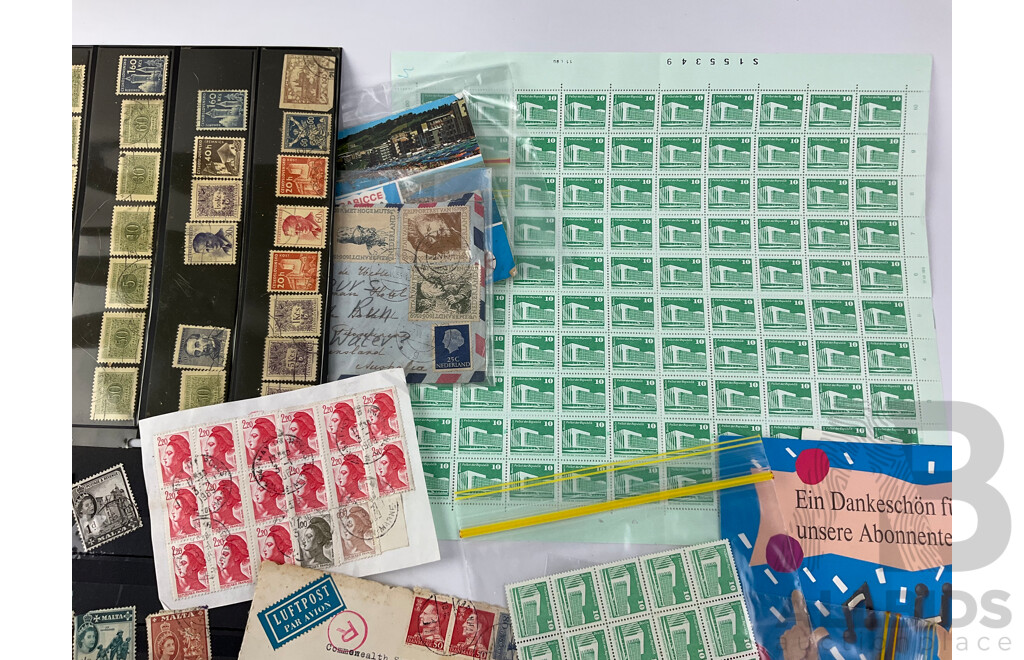 Collection of Vintage European Stamps and First Day Covers Including France, Italy, Hungary, Malta, Austria, Czechoslovakia