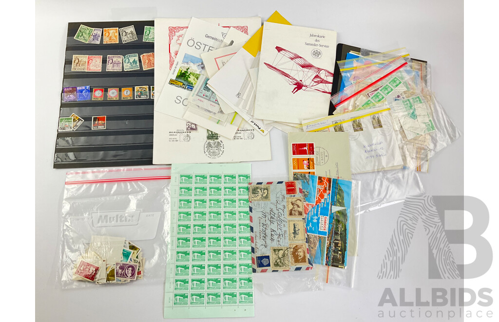 Collection of Vintage European Stamps and First Day Covers Including France, Italy, Hungary, Malta, Austria, Czechoslovakia