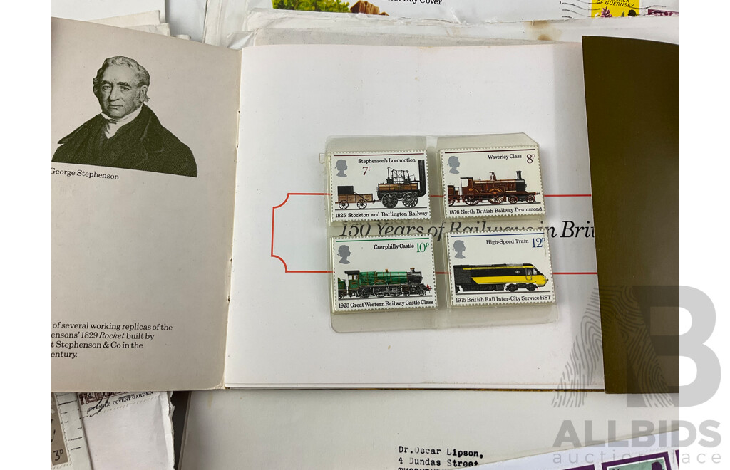 Collection of 1960's and 70's United Kingdom First Day Covers Including Bailwick of Guernsy and Jersey