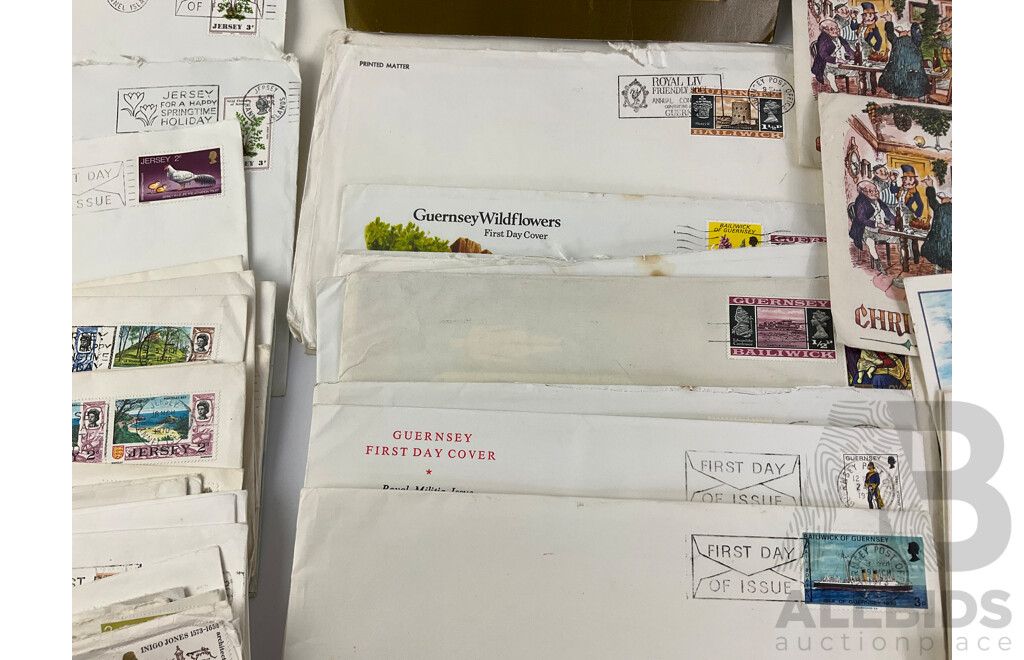 Collection of 1960's and 70's United Kingdom First Day Covers Including Bailwick of Guernsy and Jersey