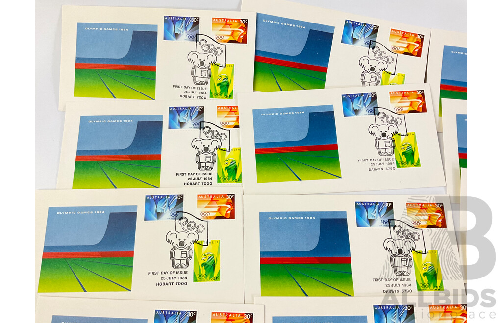 Australian 1984 Olympic First Day Covers From Each State/Territory with 1988 Old and New Parliament House First Day Covers