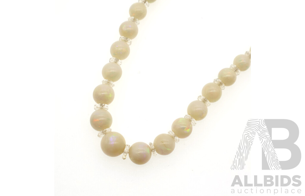 Australian Crystal Opal Vintage Beaded Graduating Necklace on Continual Strand, 9mm - 4.25mm Diameter, 58cm