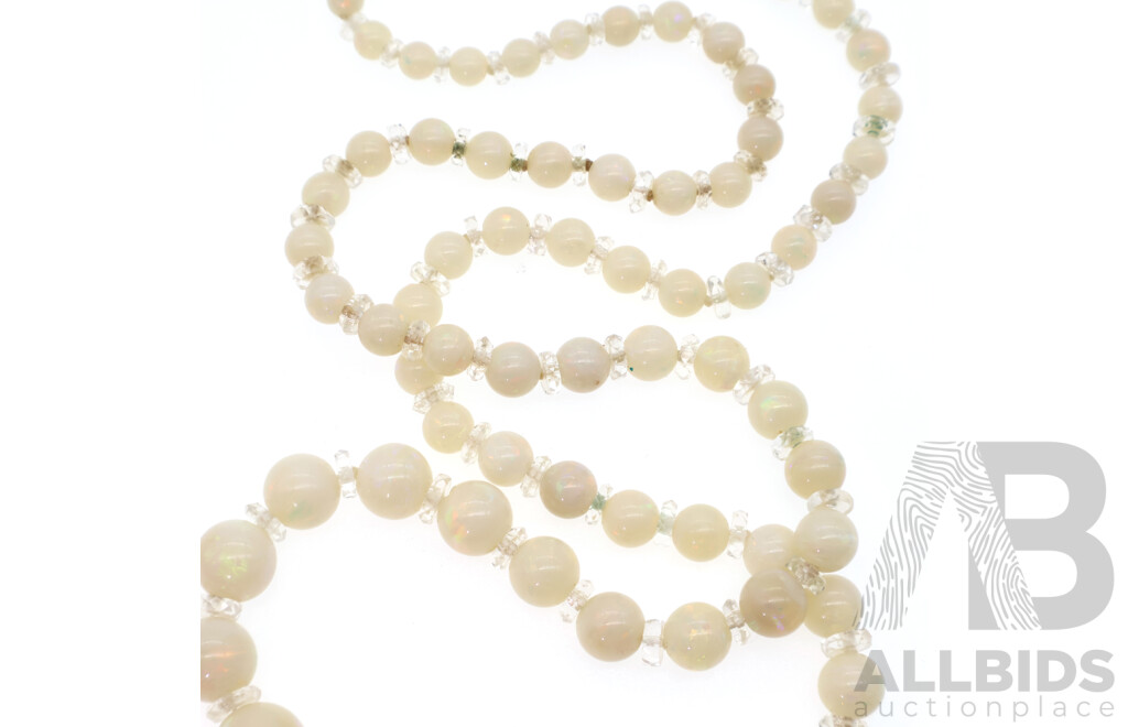 Australian Crystal Opal Vintage Beaded Graduating Necklace on Continual Strand, 9mm - 4.25mm Diameter, 58cm