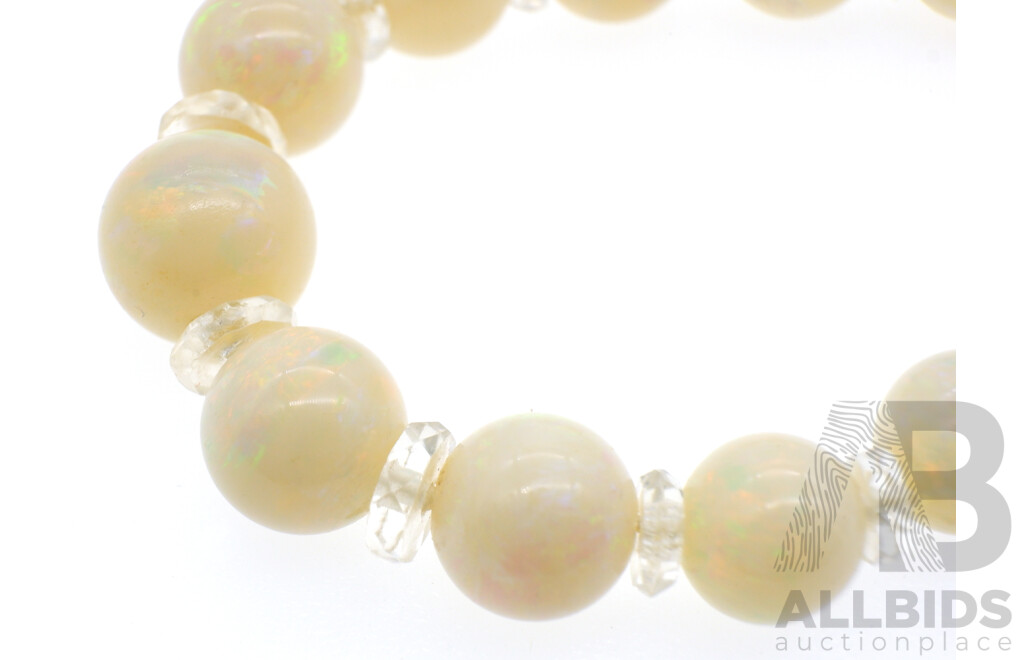 Australian Crystal Opal Vintage Beaded Graduating Necklace on Continual Strand, 9mm - 4.25mm Diameter, 58cm