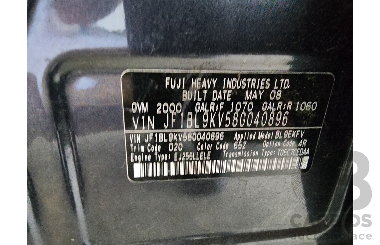 6/2008 Subaru Liberty GT-B MY08 4d Sedan Grey 2.5L