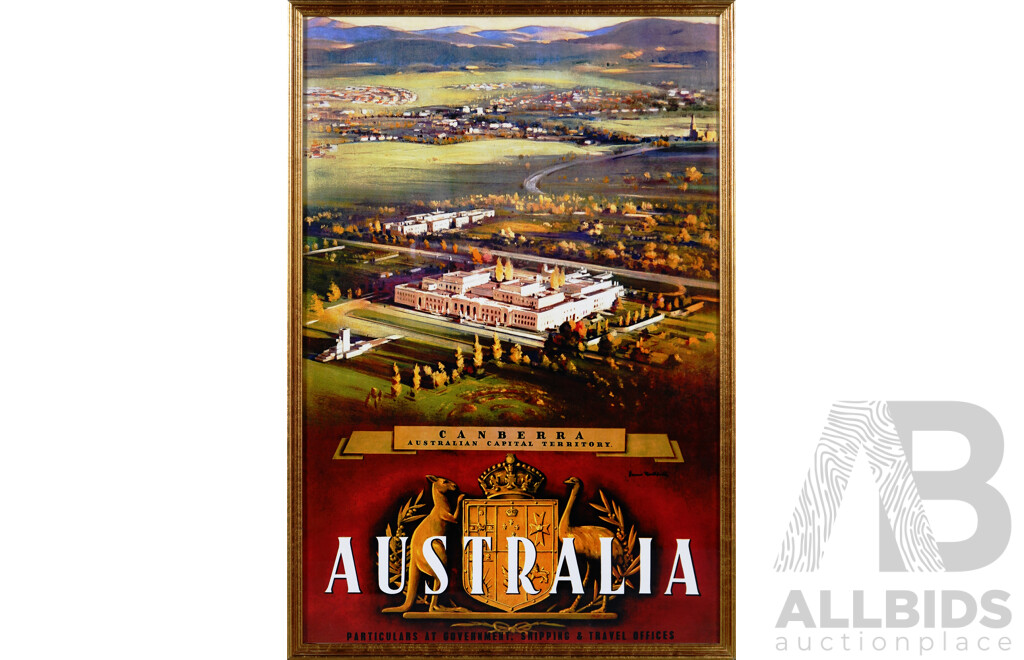 James Northfield, (Australian, 1888-1973), Canberra, Australian Capital Territory, Australia, Well Framed and Wonderful Reproduction Colour Print of the Original 1932 Lithograph, 79 x 54 cm (frame)