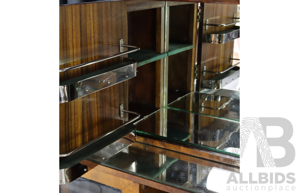 Good Art Deco Bur Walnut Veneered Bar Unit