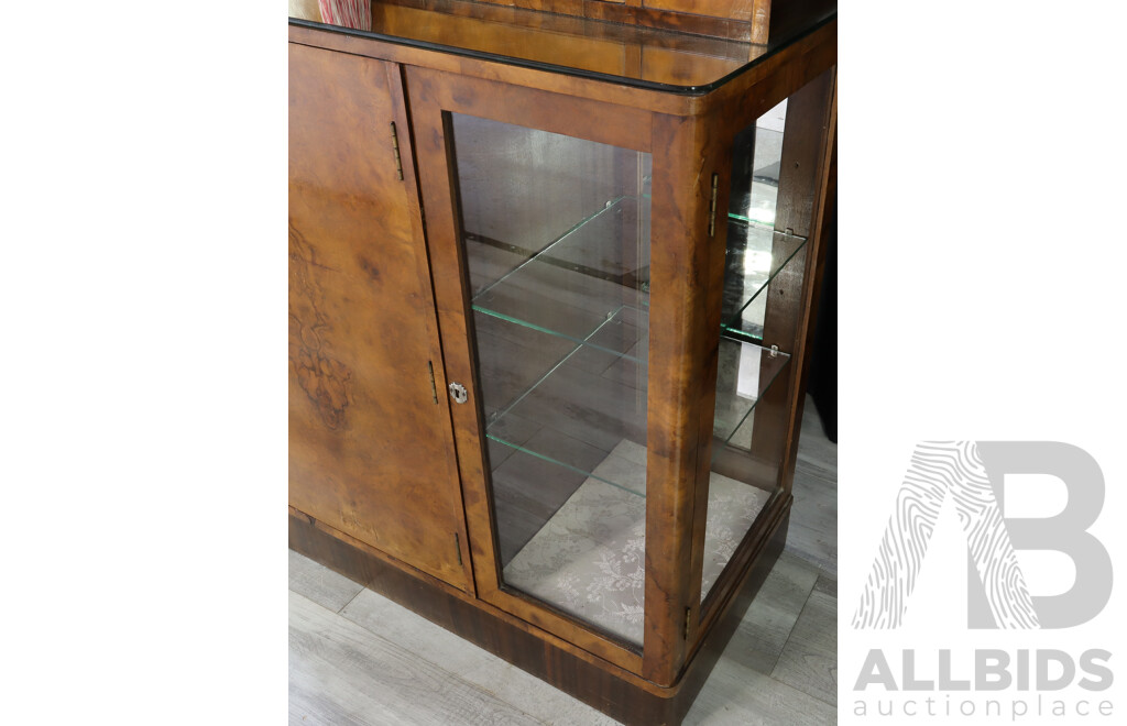 Good Art Deco Bur Walnut Veneered Bar Unit