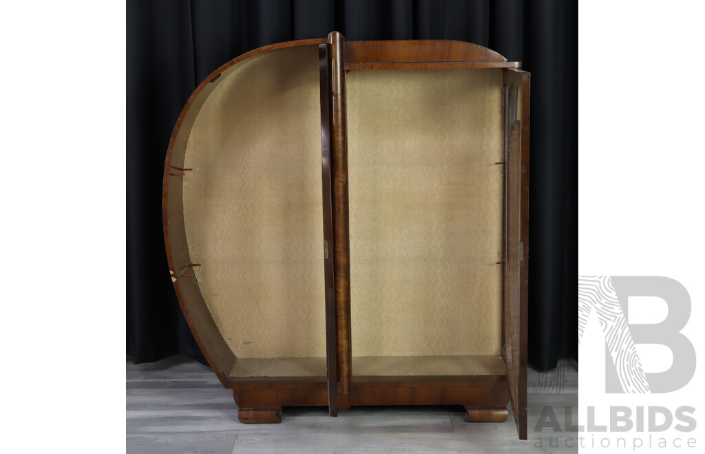 Good Art Deco Bur Walnut Veneered Display Case