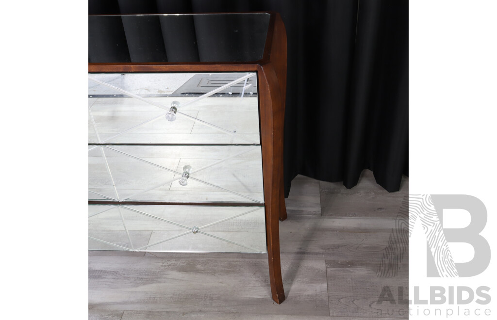 Modern Mirrored Three Chest of Draws