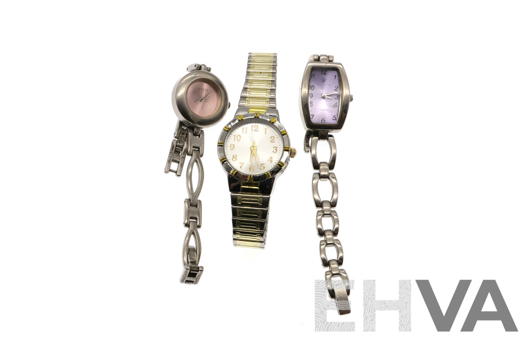 Collection of (3) Ladies Dress Watches Including Guess & Elite