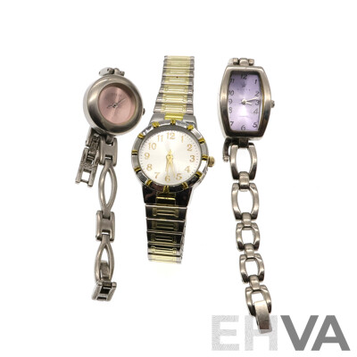 Collection of (3) Ladies Dress Watches Including Guess & Elite