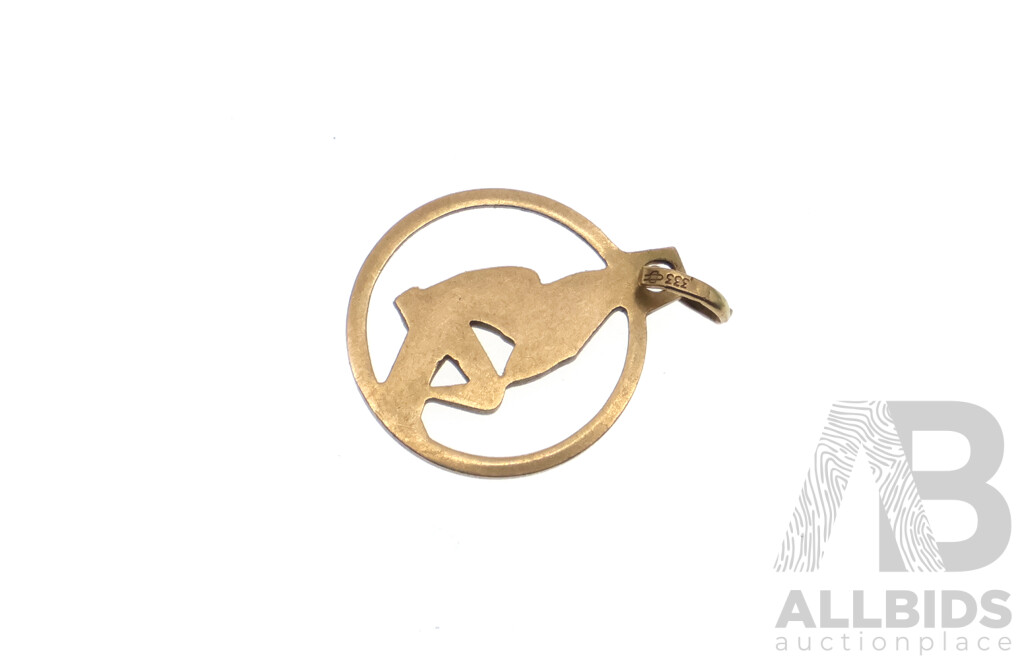 8ct Yellow Gold Virgo Pendant, 15mm Diameter, 1.44 Grams