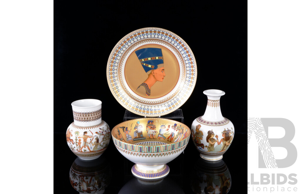 Collection Four Pieces West German Kaiser Egyptian Themed Porcelain Including Limited Editions, Theban Patter & Luxor Pattern