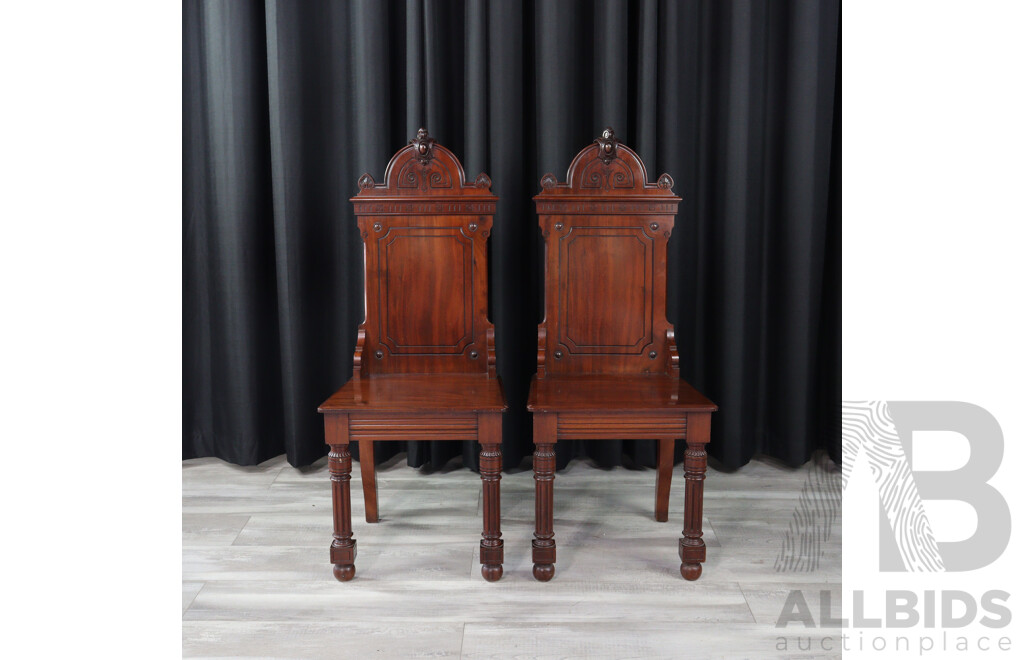 Pair of Early Victorian Mahogany Hall Chairs