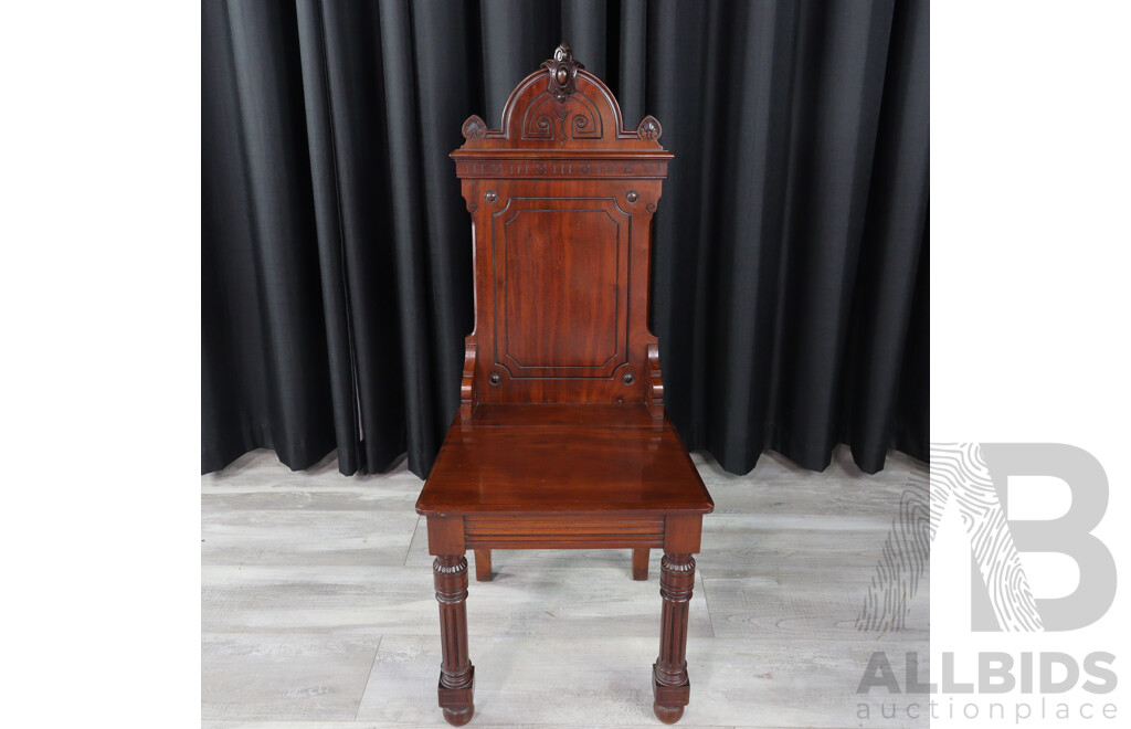 Pair of Early Victorian Mahogany Hall Chairs