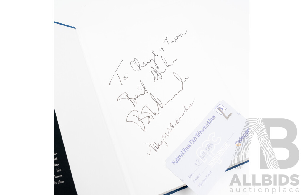 The Hawke Memoirs, Signed by Ex PM and Author Bob Hawke with Wife Hazel Hawke, William Heinemann, 1994, Hardcover with Dust Jacket