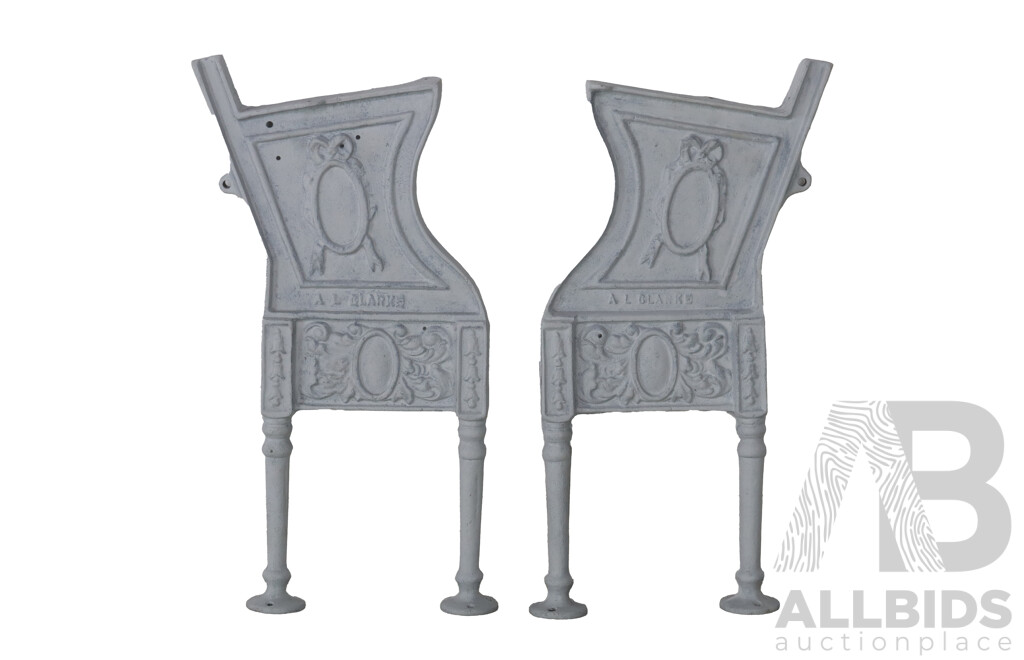 Pair of Painted Cast Iron Cradle Ends by A.L Clarke